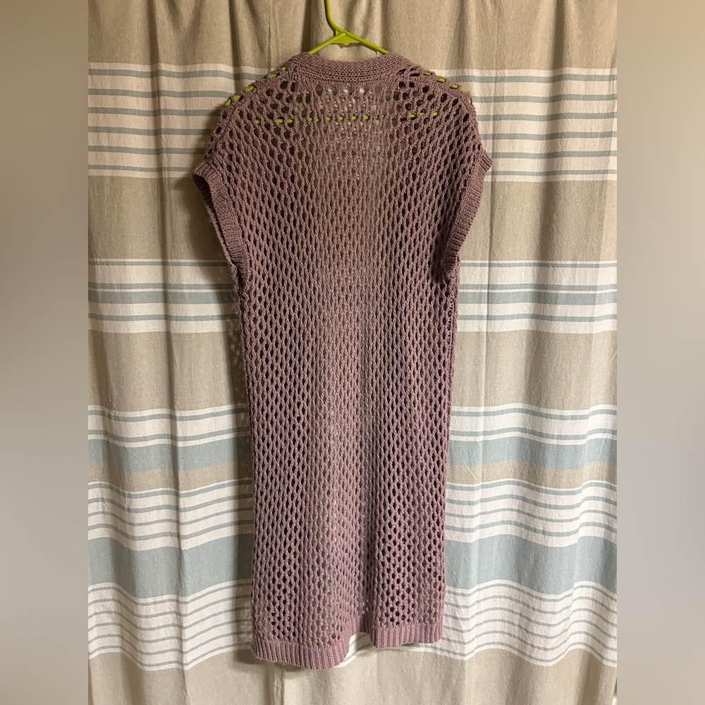 Elegant Mauve Open Knit Shrug - Picture 2 of 2